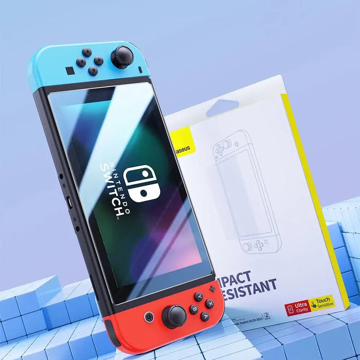 Set of 2x Baseus Crystal tempered glass for Nintendo Switch OLED 2021 + mounting kit - transparent - Gaming