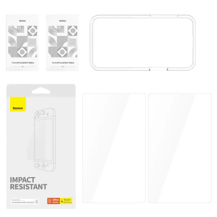 Set of 2x Baseus Crystal tempered glass for Nintendo Switch OLED 2021 + mounting kit - transparent - Gaming