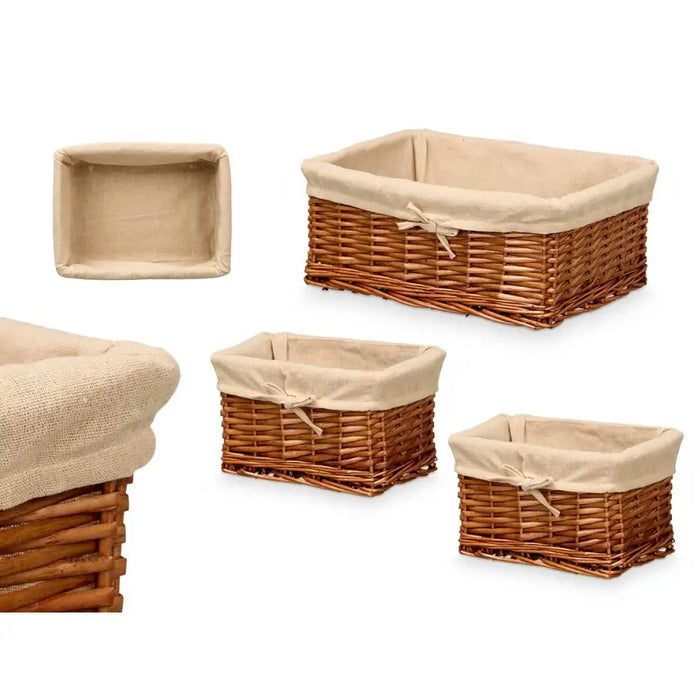 Set of Baskets Kipit Polyester wicker Cloth 50 % cotton 39 x 16 x 30 cm 3 Pieces - Баня<<<Дом