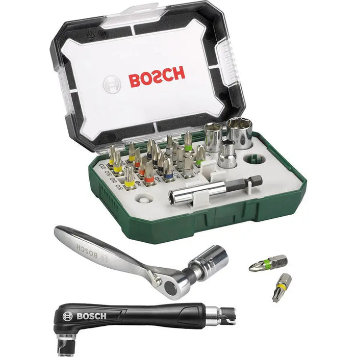 SET OF BITS RATCHET AND CORNER ATTACHMENT BOSCH - Битове и накрайници<<<Консумативи за електроинструменти<<<Инструменти