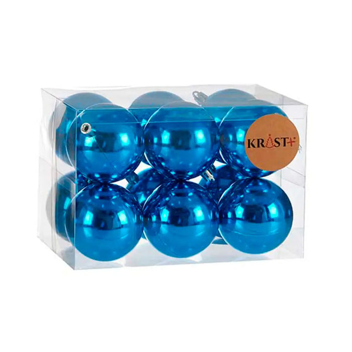 Set of Christmas balls Krist+ Blue Plastic Ø 7 cm (12 Units) - Декорация и Осветление<<<Дом Градина<<<BigBuy&&&Коледни
