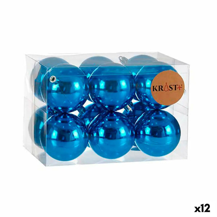 Set of Christmas balls Krist+ Blue Plastic Ø 7 cm (12 Units) - Декорация и Осветление<<<Дом Градина<<<BigBuy&&&Коледни