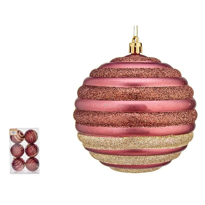 Set of Christmas balls Krist+ Pink Plastic Circles (6 Units) - Декорация и Осветление<<<Дом Градина<<<BigBuy&&&Коледни
