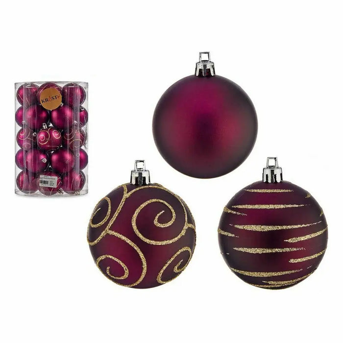 Set of Christmas balls Krist+ Purple PVC Ø 6 cm (4 Units) - Декорация и Осветление<<<Дом Градина<<<BigBuy&&&Коледни