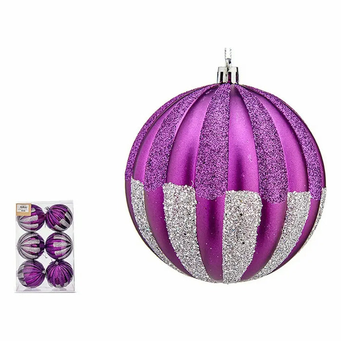 Set of Christmas balls Krist+ Purple Silver PVC 10 cm (6 Units) - Декорация и Осветление<<<Дом