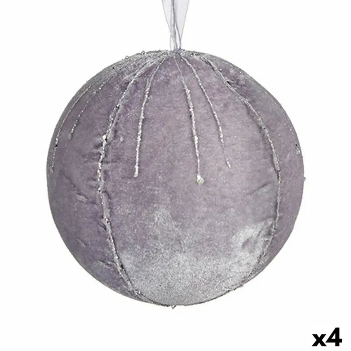 Set of Christmas balls Krist+ Silver Polyester (4 Units) - Декорация и Осветление<<<Дом Градина<<<BigBuy&&&Коледни