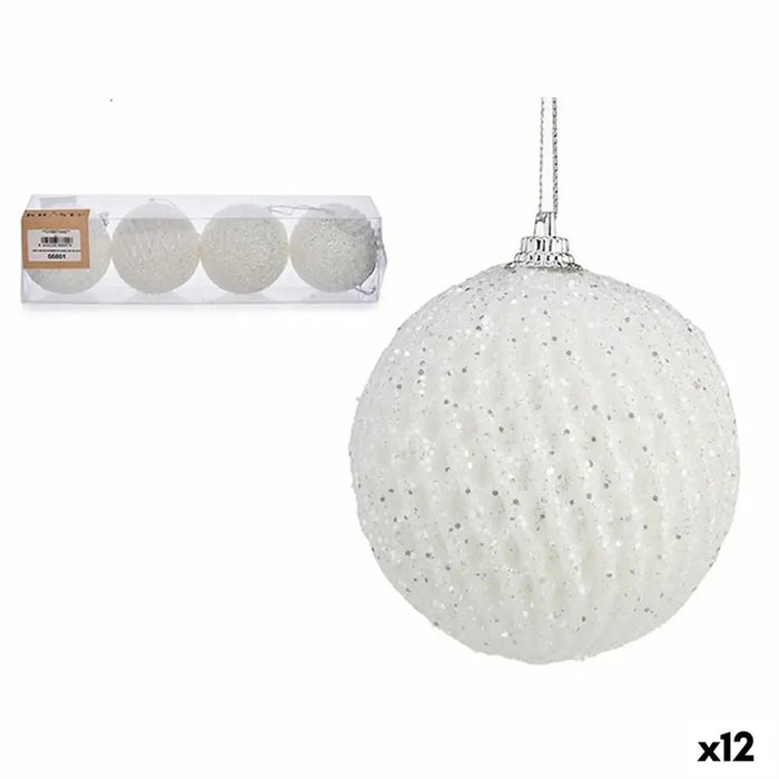 Set of Christmas balls Krist+ White polystyrene (12 Units) - Декорация и Осветление<<<Дом Градина<<<BigBuy&&&Коледни