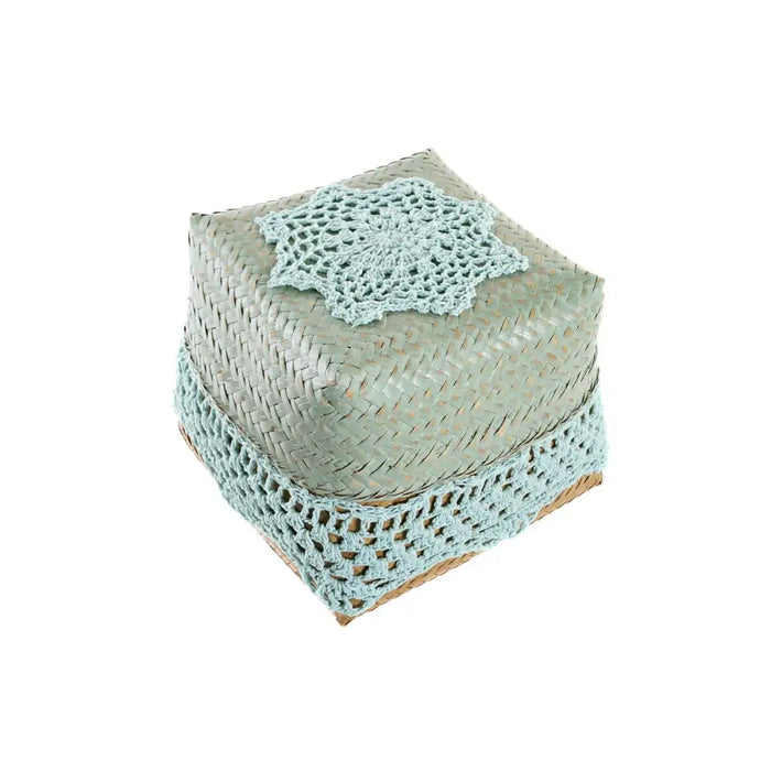 Set of decorative boxes DKD Home Decor Blue Turquoise Natural Light grey Bamboo Boho - Декорация и Осветление<<<Дом