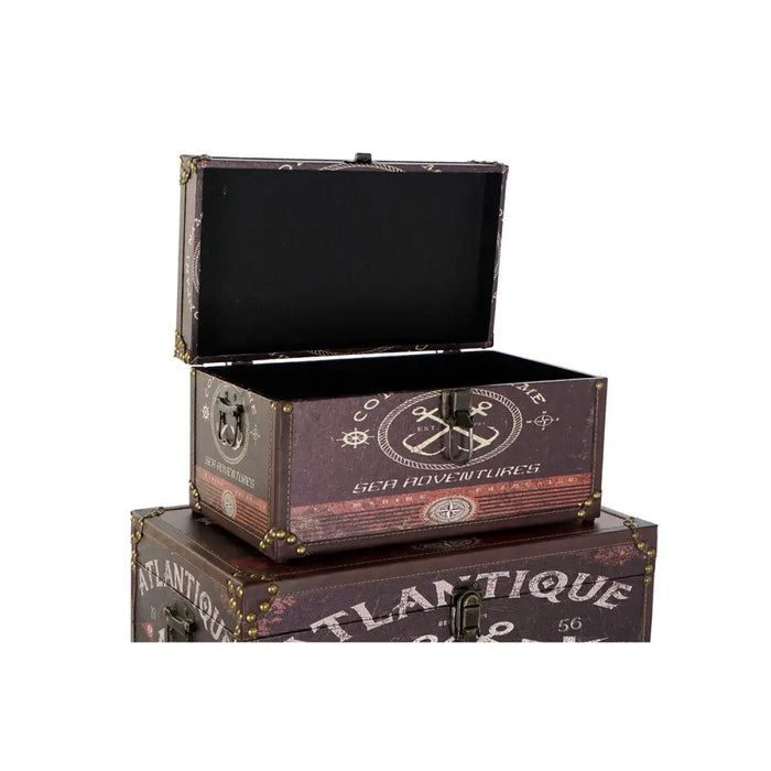 Set of decorative boxes Home ESPRIT Multicolour Wood Canvas - Декорация и Осветление<<<Дом Градина<<<BigBuy&&&Други