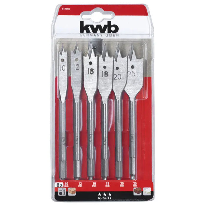 SET OF FLAT DRILL BITS FOR WOOD KWB 6 PIECES - Комплекти свредла<<<Консумативи за електроинструменти<<<Инструменти и
