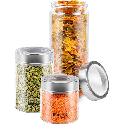 SET OF STORAGE JARS 3PCS 2200 ML 1250ML 850 ML LAMART - Буркани и продукти за консервиране<<<Домашни
