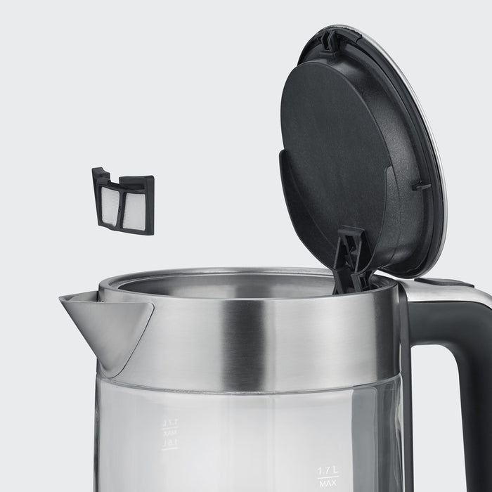 Severin WK 3420 electric kettle 1.7 L 2200 W Black, Stainless steel, Transparent