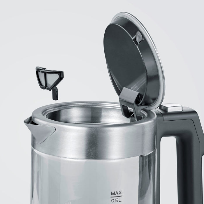 Severin WK 3458 electric kettle 0.5 L 1100 W Black, Transparent
