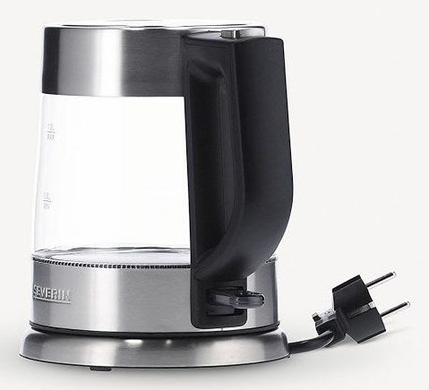 Severin WK 3468 electric kettle 1 L 2200 W Black, Stainless steel, Transparent