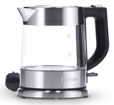 Severin WK 3468 electric kettle 1 L 2200 W Black, Stainless steel, Transparent