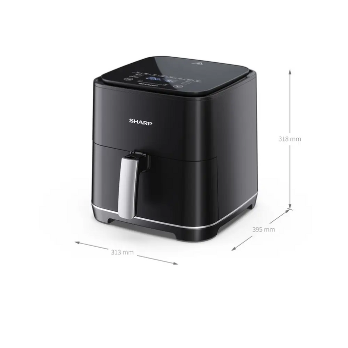 Sharp AF-GS552AE-B Air Fryer 5.5L Frying Basket 1650 W Digital Programme Control 8 Pre-set Programmes Pre-heat Reheat