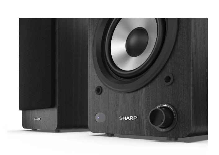 Sharp Audio Systems CP-SS30(BK), Hifi Systems BOOKSHELF SPEAKERS 60W (2 x 30W) RMS 2, Bluetooth v5.0, USB playback, MP3 Audio decoder, RCA L/R In, 3.5mm Aux-in / line-in, Digital optical-in, Wooden speaker, Black