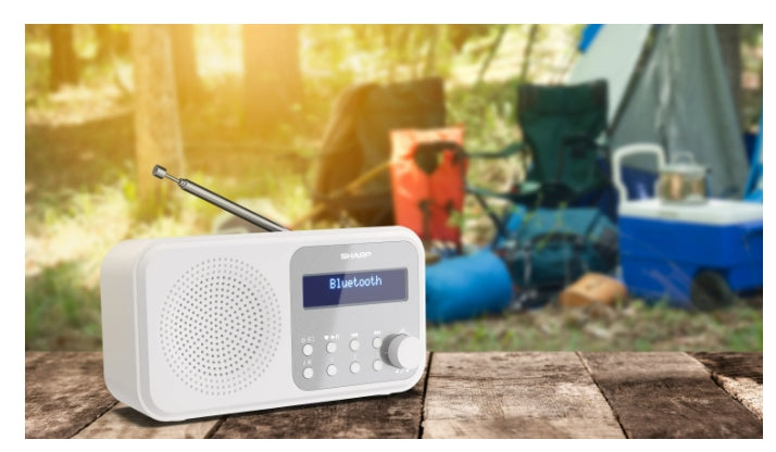 Sharp Radios DR-P420(WH), PORTABLE DIGITAL RADIO, Bluetooth 5.0, 20 DAB+/DAB/FM, Auto time/date, LCD Display, Dual alarm,Micro USB x1 (power supply),3.5mm Headphone jack / line-out, SNOWY WHITE