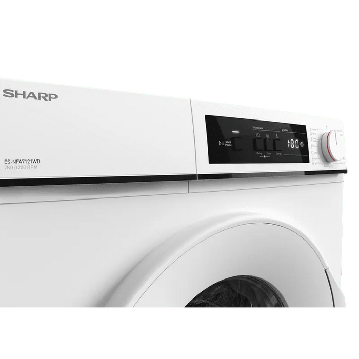 Washing machine Sharp ES-NFA7121WD, 1200 rpm, 7.00 kg, D, White