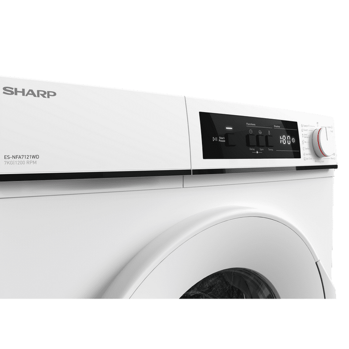 Washing machine Sharp ES-NFA7121WD, 1200 rpm, 7.00 kg, D, White