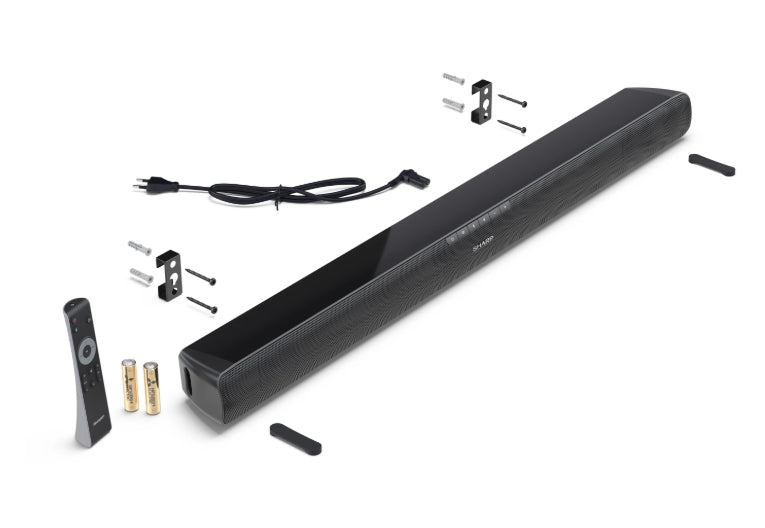 Sharp Soundbar HT-SB100, 75W 2.0 HDMI & BLUETOOTH, HDMI ARC/CEC, USB playback, 3.5mm Aux-in, Digital Optical Audio Input, Glossy black