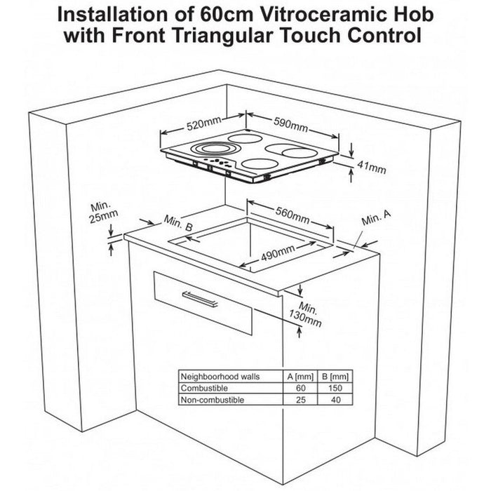 Built-in ceramic hob Sharp KH-6V08BS00***, Electric