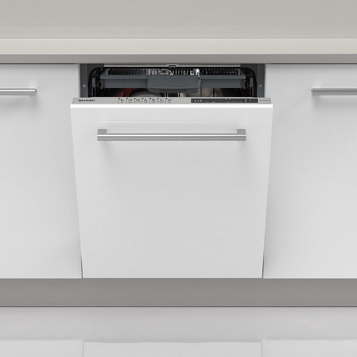 Built-in dishwasher Sharp QW-NI27I47DX, 15 sets, D, 600 W, mm