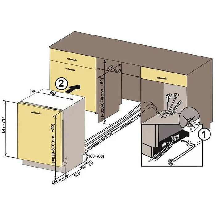 Built-in dishwasher Sharp QW-NI27I47DX, 15 sets, D, 600 W, mm
