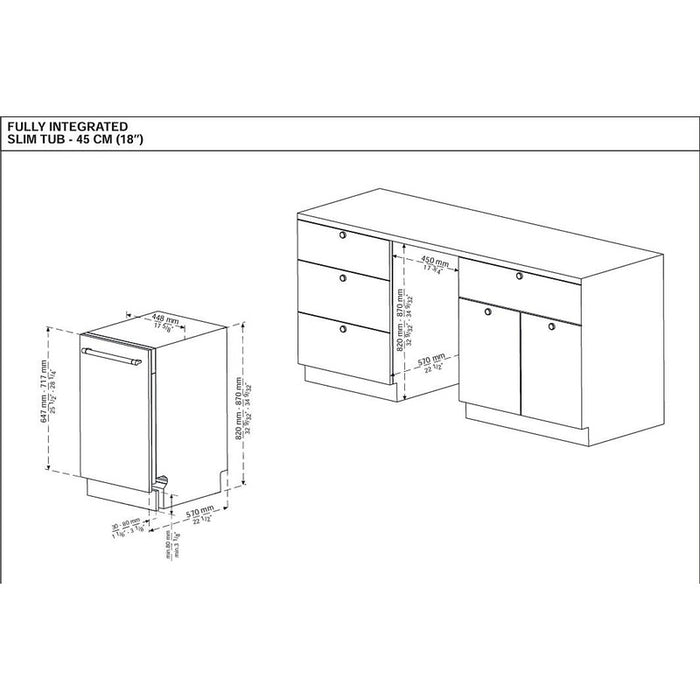 Built-in dishwasher Sharp QW-NS1GI47EX, 10 sets, 45 W, mm, E