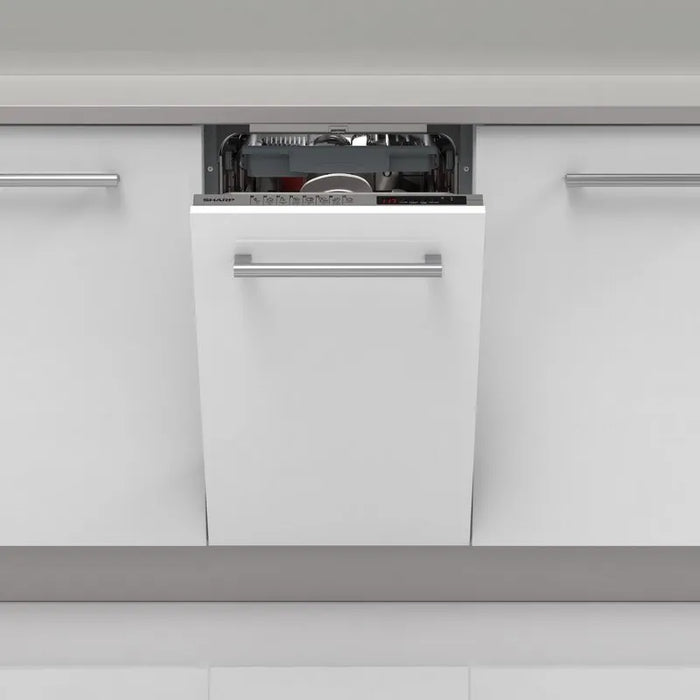 Built-in dishwasher Sharp QW-NS1GI47EX, 10 place settings, 45 W, mm, E