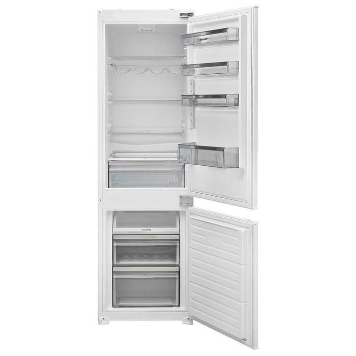 Built-in refrigerator with freezer Sharp SJ-BE250T0XS , 251 l, E , Static , Yes