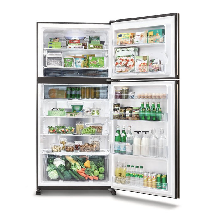 Refrigerator with top chamber Sharp SJ-YG740G-BK, 604 l, E, No Frost, Black