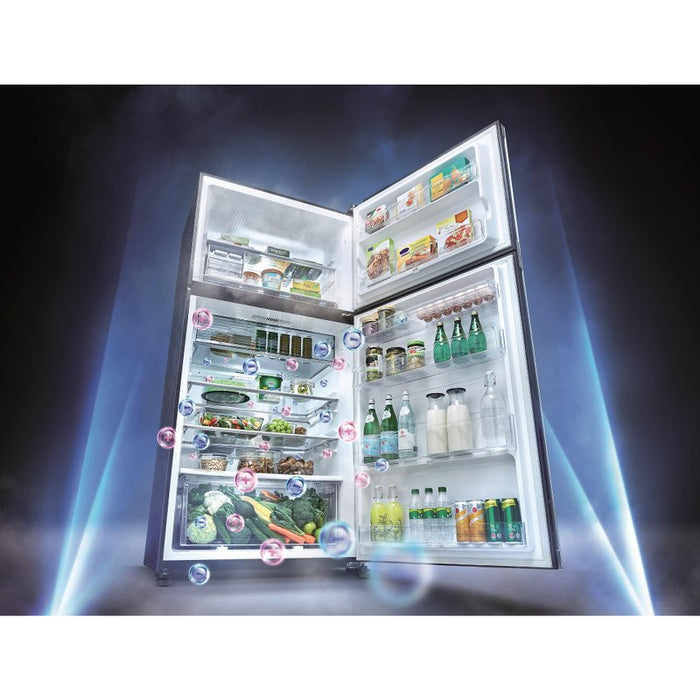 Refrigerator with top chamber Sharp SJ-YG740G-BK, 604 l, E, No Frost, Black