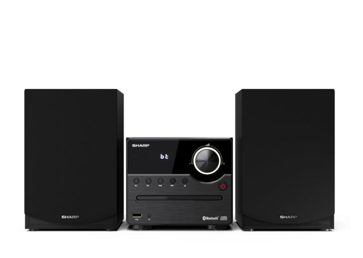 Sharp Audio Systems XL-B512(BK), HI-FI MICRO SYSTEM, 45W total max power output, FM PLL tuner, Bluetooth v5.0, CD player, USB, 3.5mm Aux-in / line-in, wooden speaker, Black