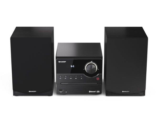 Sharp Audio Systems XL-B512(BK), HI-FI MICRO SYSTEM, 45W total max power output, FM PLL tuner, Bluetooth v5.0, CD player, USB, 3.5mm Aux-in / line-in, wooden speaker, Black