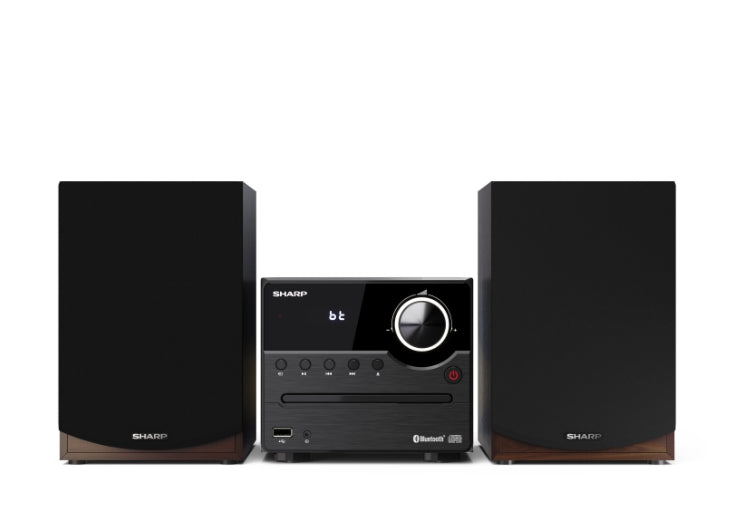 Sharp Audio Systems XL-B512(BR), HI-FI MICRO SYSTEM, 45W total max power output, FM PLL tuner, Bluetooth v5.0, CD player, USB playback, 3.5mm Aux-in / line-in, wooden speaker, Brown