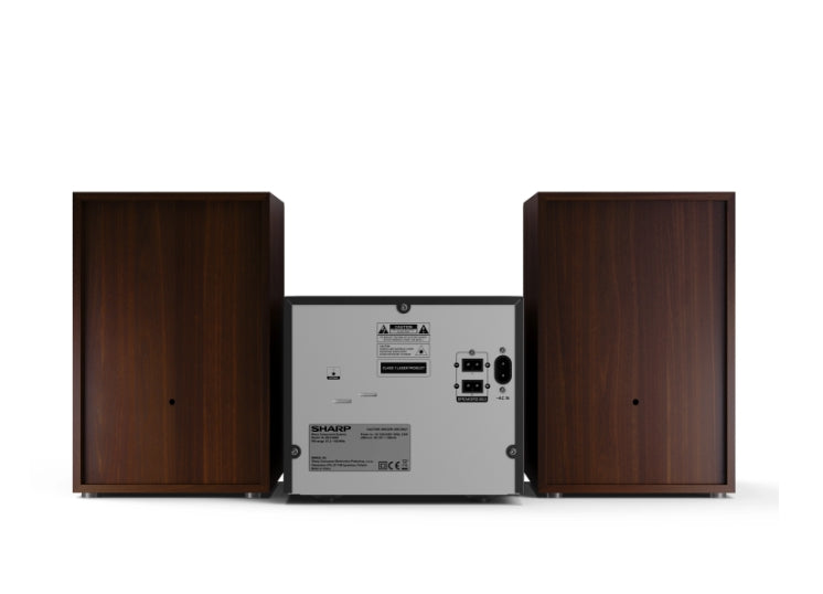 Sharp Audio Systems XL-B512(BR), HI-FI MICRO SYSTEM, 45W total max power output, FM PLL tuner, Bluetooth v5.0, CD player, USB playback, 3.5mm Aux-in / line-in, wooden speaker, Brown