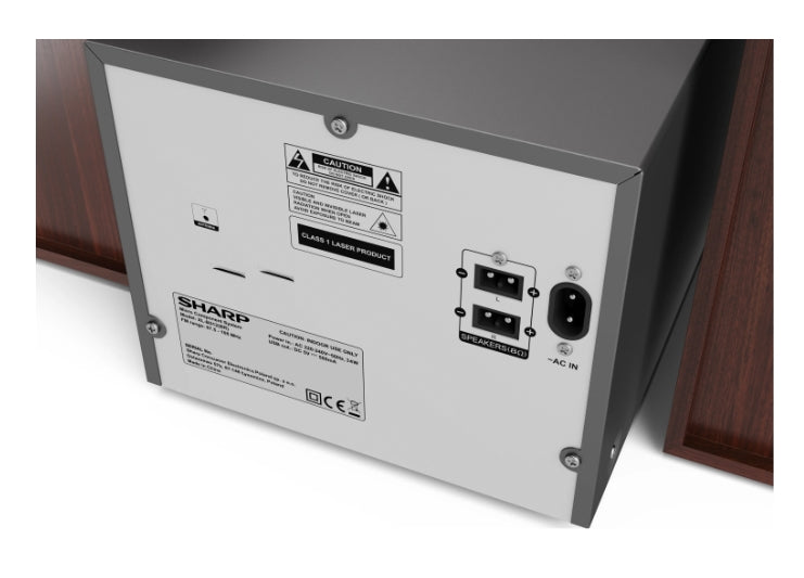 Sharp Audio Systems XL-B512(BR), HI-FI MICRO SYSTEM, 45W total max power output, FM PLL tuner, Bluetooth v5.0, CD player, USB playback, 3.5mm Aux-in / line-in, wooden speaker, Brown