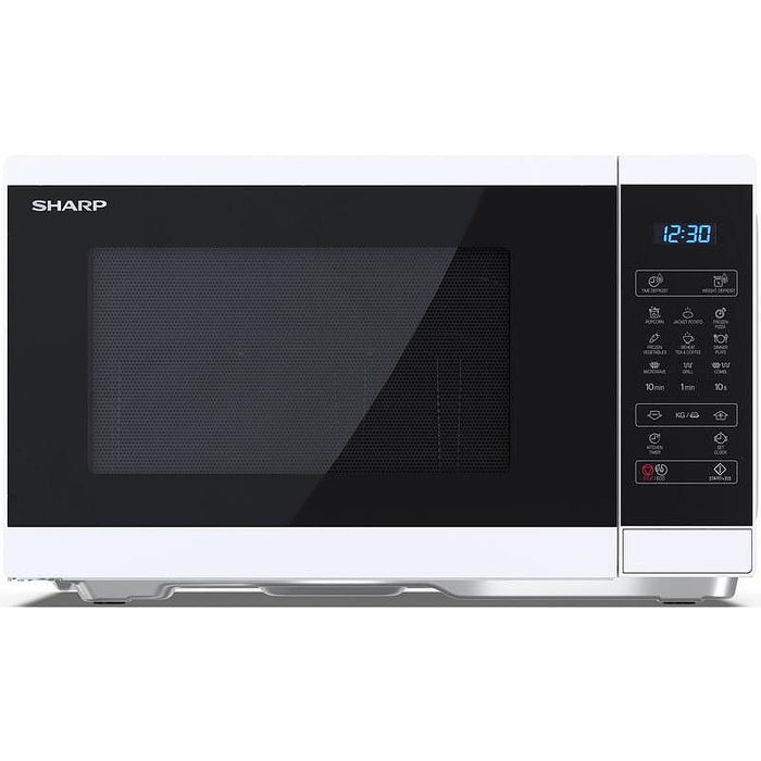 Sharp YC-MG252AE-W, Fully Digital, Built-in microwave grill, Grill Power: 1000W, Plastic and Glass/Painted, 25l, 900 W, Housing Material Microwave-Steel, LED Display Blue, Timer & Clock function, Child lock, Defrost, Cabinet Colour: White