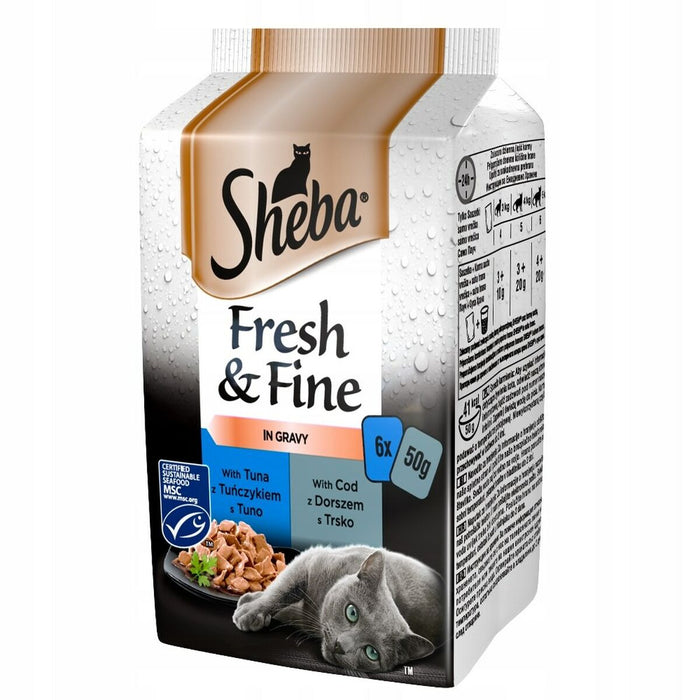 Cat food Sheba Fresh Fine Tuna and cod in gravy Fish 6 x 50 g