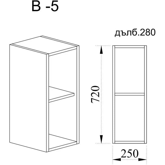 SHELF TOP ROW WITH SHELF IRIM 25X28X72 CM. - Модулни кухни<<<Кухненски мебели<<<Кухня<<<Praktiker