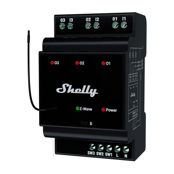 Shelly Qubino Wave Pro 3 Z-Wave 3 channel DIN rail relay