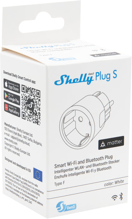 Shelly Plug S MTR Gen3 Smart Outlet (White)