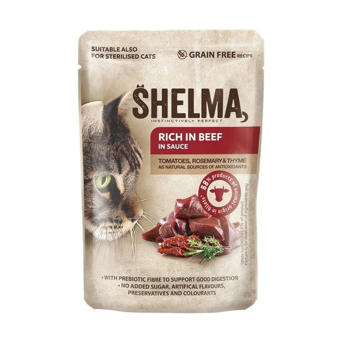 SHELMA Rich in beef in sauce - wet cat food - 85g