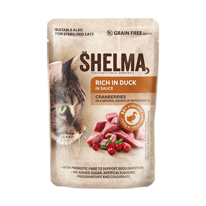 SHELMA Rich in chicken, turkey, beef and duck - wet cat food - 4x85g