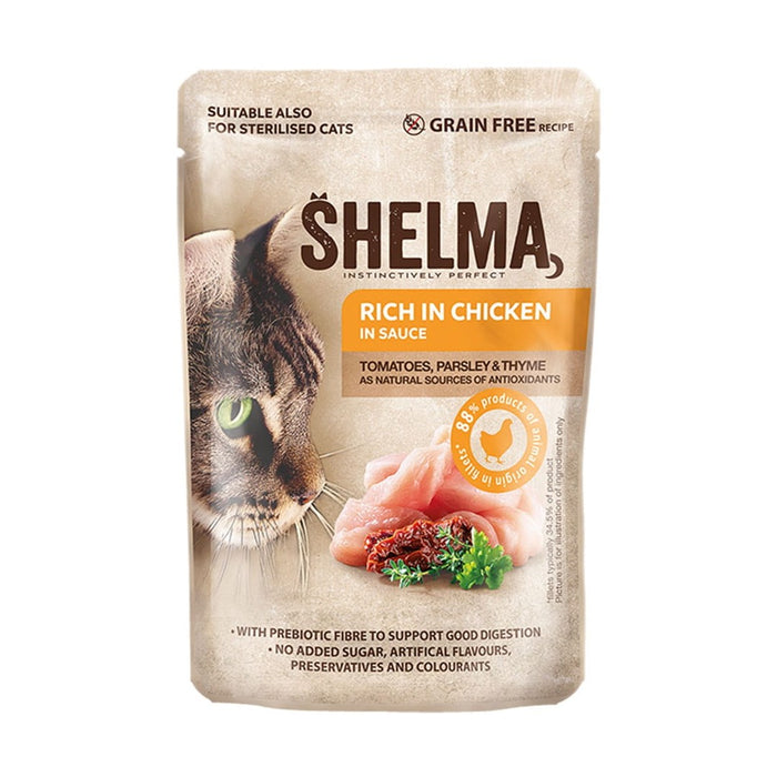 SHELMA Rich in salmon, cod, beef and chicken - wet cat food - 4x85g