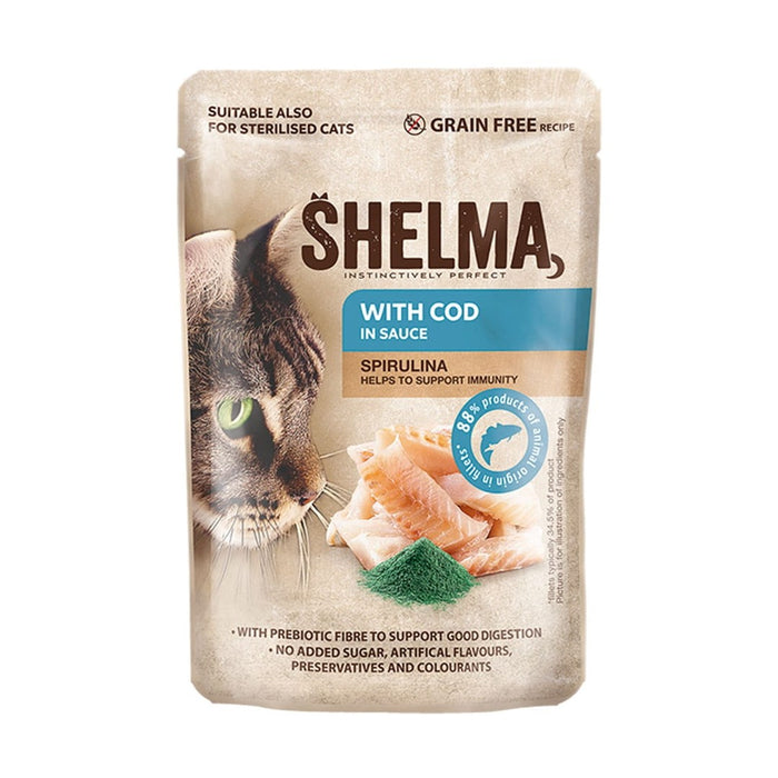 SHELMA Rich in salmon, cod, beef and chicken - wet cat food - 4x85g