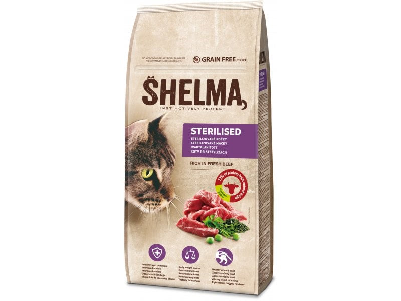 SHELMA Sterilised Beef - dry cat food - 8kg