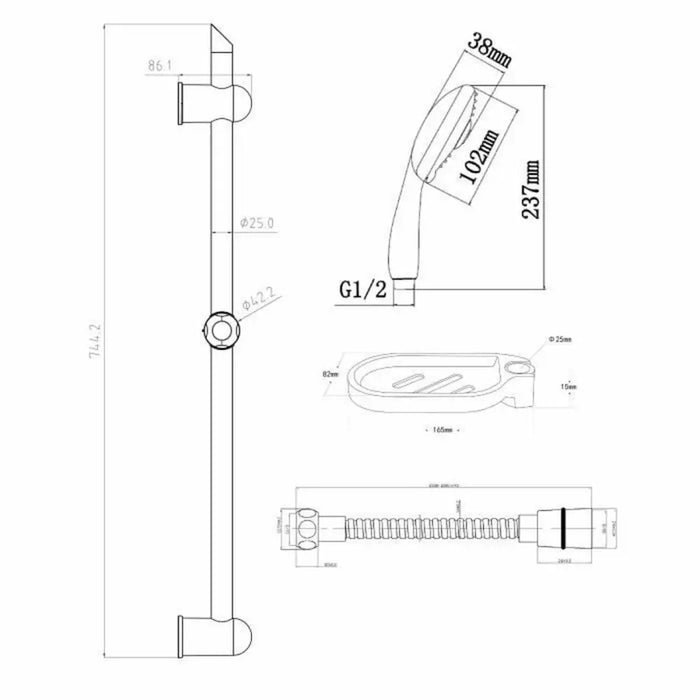 Shower Column Rousseau Stainless steel 2 m 3 Positions 60 cm - Аксесоари и кранчета<<<Баня<<<Дом Градина<<<BigBuy