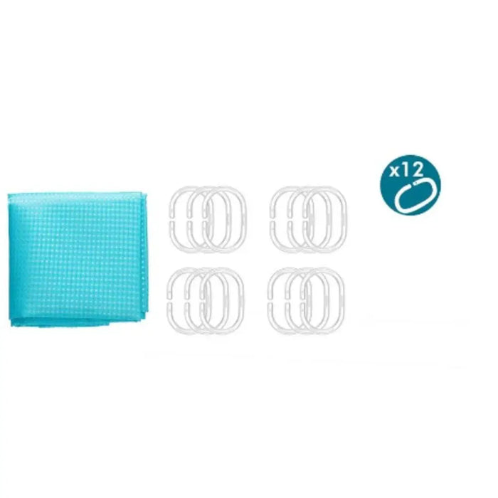 Shower Curtain Berilo Blue Polyester 180 x 180 cm 30 x 5 x 19 cm Points (12 Units) - Баня<<<Дом
